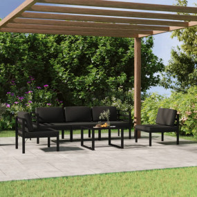 Garden Lounge Set Charcoal Aluminum, Polyester with foa...