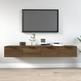 Wall Cabinet Set of 2 Brown Oak Engineered Wood 26.8x11...