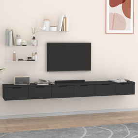 Wall Cabinet Set of 2 Black Engineered wood Medium