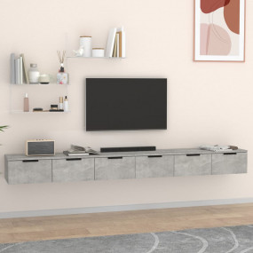 Wall Cabinet Set of 2 Concrete Grey Engineered Wood Lar...