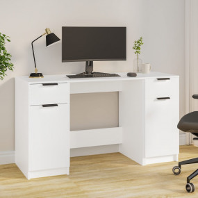Desk White Engineered wood Medium Modern Desk Rectangul...
