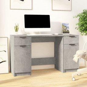 Desk Concrete Grey Engineered Wood Medium Desk Rectangu...