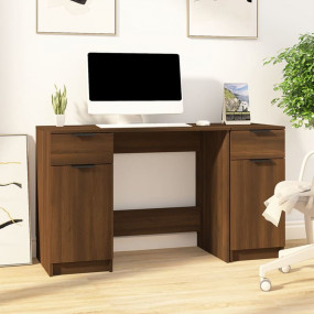 Desk Brown Oak Engineered Wood Standard Desk Rectangula...