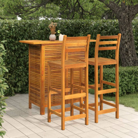 Garden Bar Set Natural Wood Solid Acacia Wood Compact F...