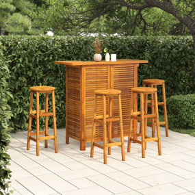 Garden Bar Set Natural Wood Solid Acacia Wood Standard ...