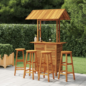 Garden Bar Set Natural Wood Solid Acacia Wood Large Dur...