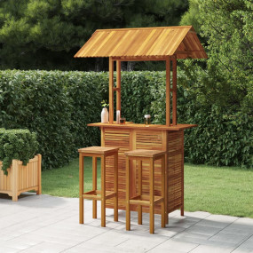 Garden Bar Set Natural wood Solid Acacia wood Large Foo...