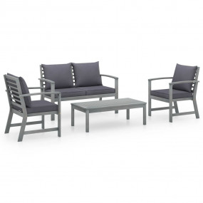 Garden Lounge Set Grey Solid Acacia Wood Medium Hardwoo...