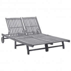 Sunlounger Grey wash Solid Acacia Wood Big enough for t...