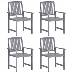 Garden Chair Set of 4 Grey Solid Acacia wood Standard D...