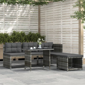 Patio Dining Set Set of 4 Grey PE rattan Large Patio Di...