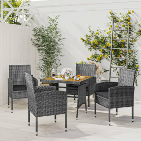 Outdoor Dining Set Grey PE rattan Medium Durable