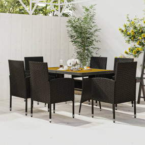 Outdoor Dining Set Black and Cream White