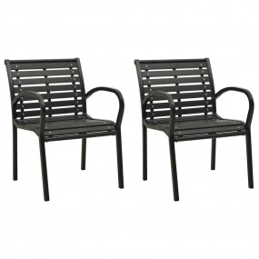 Garden Chair Set of 2 Black Steel with powder-coated fi...