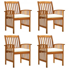 Garden Dining Chair Set of 4 Wood Solid Wood Acacia Sta...