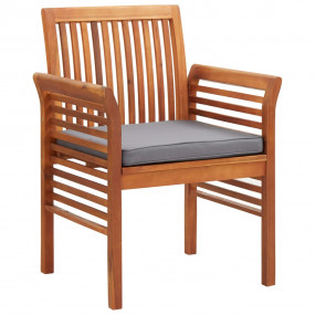 Garden Dining Chair Set of 4 Dark grey, Natural wood