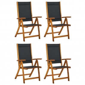 Garden Chair Set of 4 Black Solid Acacia wood Standard ...