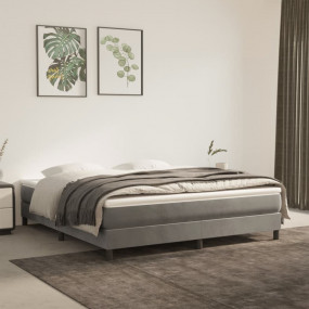 Bed Frame Light Grey Velvet, plywood, engineered wood K...