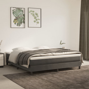 Bed Frame Dark grey Velvet, plywood, engineered wood Ki...