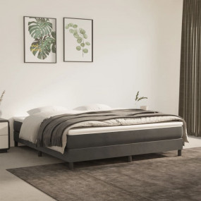 Bed Frame Dark grey Velvet (100% polyester), plywood, e...