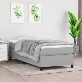 Bed Frame Light Grey Polyester, Plywood, Engineered Woo...