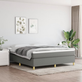 Bed Frame Dark gray Polyester, Plywood, Engineered wood...