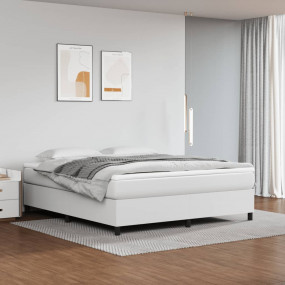 Bed Frame White Faux leather, plywood, engineered wood ...