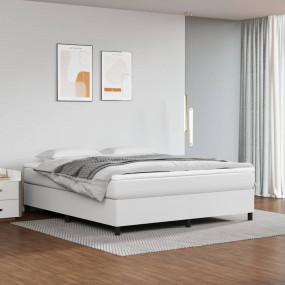 Bed Frame White Faux leather, plywood, engineered wood