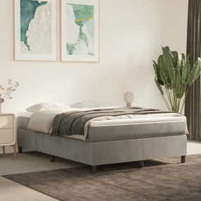 Bed Frame Light Grey Velvet, Plywood, Engineered wood F...