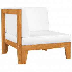 Corner Sofa Cream White, Natural Wood