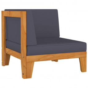 Corner Sofa Dark Grey, Natural Wood
