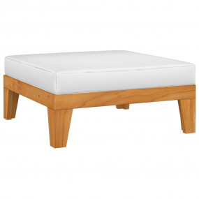 Footrest Cream White Solid Acacia Wood Medium Durable F...