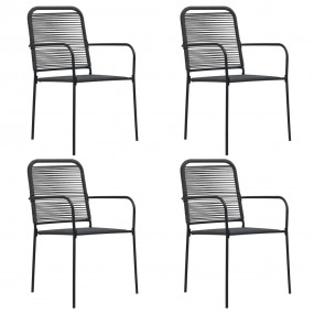 Garden Chair Set of 4 Black Cotton rope Standard