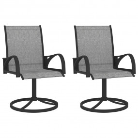Garden Chair Set of 2 Gray Textilene, Powder-Coated Ste...