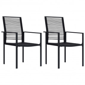 Garden Chair Set of 2 Black PVC hollow rattan, powder-c...