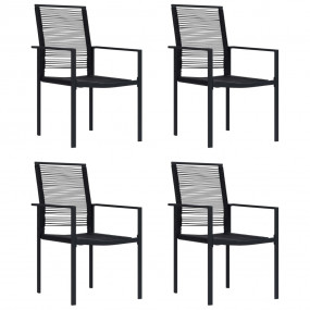 Garden Chair Set of 4 Black PVC hollow rattan, powder-c...