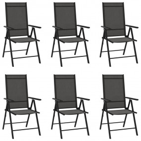 Garden Chair Set of 6 Black Aluminum Standard Foldable