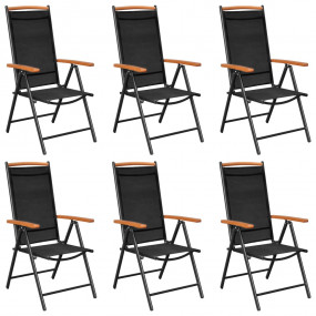 Garden Chair Set of 6 Black Plywood Standard Foldable
