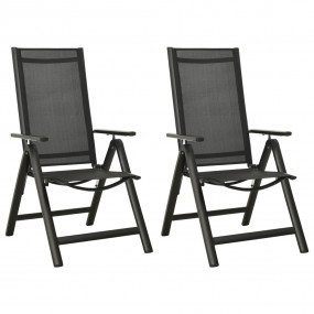 Garden Chair Set of 2 Black Aluminum, Textilene Standar...