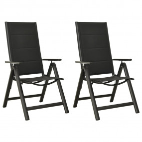 Garden Chair Set of 2 Black Aluminum, Textilene Standar...