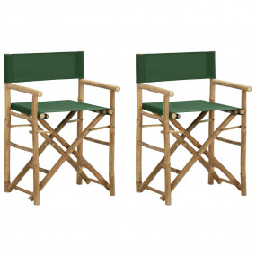 Directors Chair Set of 2 Green Bamboo, fabric (100% pol...