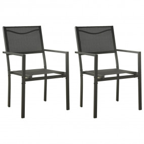 Garden Chair Set of 2 Black and Anthracite