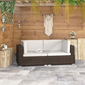 Corner Seat Set of 2 Brown PE Rattan Standard Modular