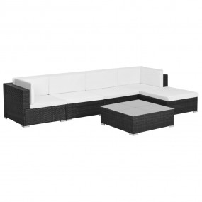 Patio Sofa Set Set of 6 Black, Cream White