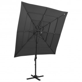 Garden Parasol Anthracite Polyester, Powder-coated alum...