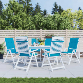 Highback Chair Cushion Set of 6 Blue Polyester