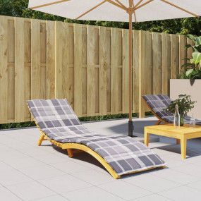 Sun Lounger Cushion Gray check pattern Oxford fabric (1...
