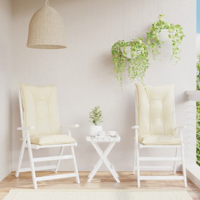 Highback Chair Cushion Set of 2 Cream Polyester, PP hol...