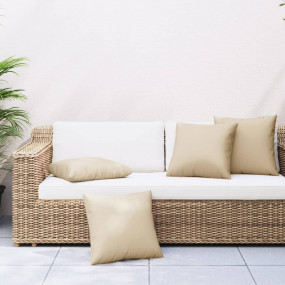 Throw Pillow Set of 4 Beige Polyester 23.6 x 23.6 in