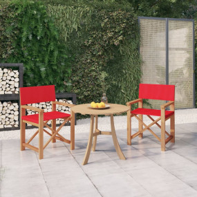 Director's Chair Set of 2 Red Fine sanded teak hardwood...